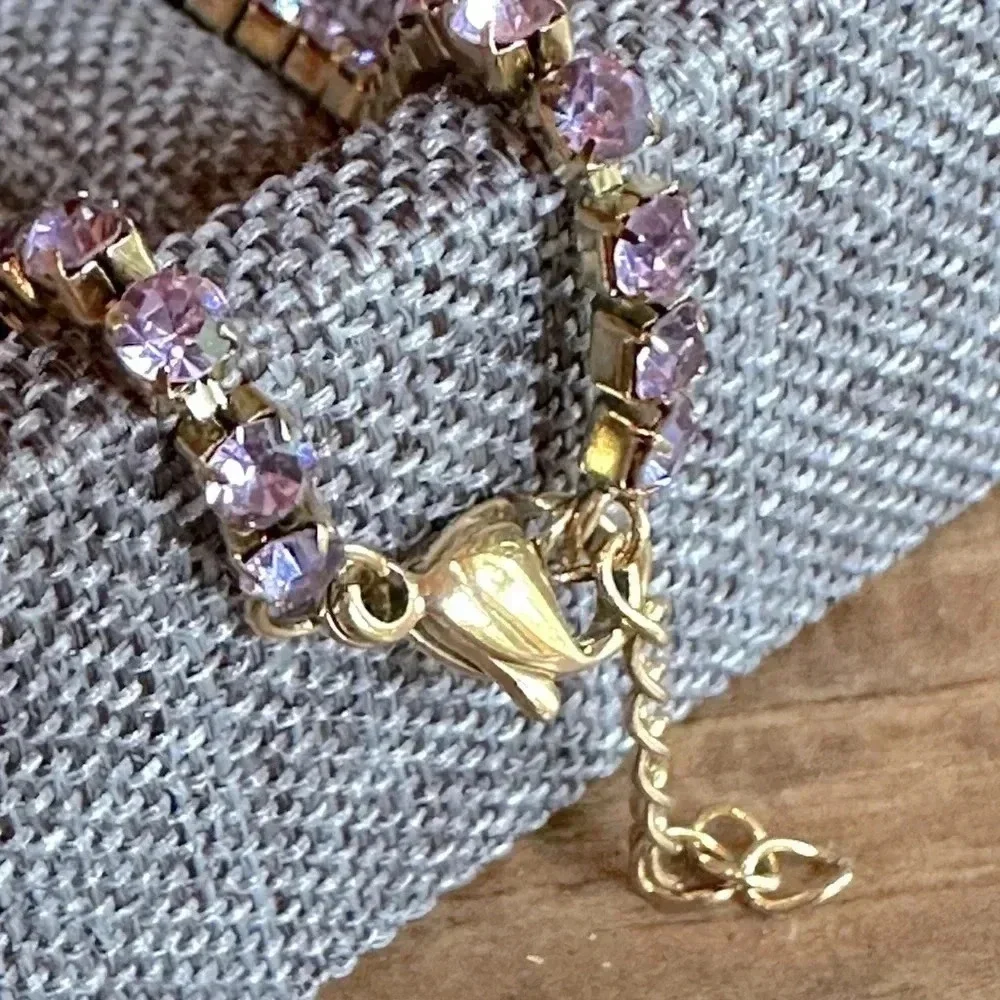 Lavender Alexandrite CZ 18K Gold Stainless Steel Tennis Bracelet June Birthstone - Picture 4 of 7